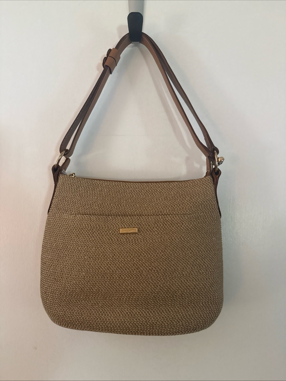 Eric Javits Woven Purse With  Leather Strap 11"x9”